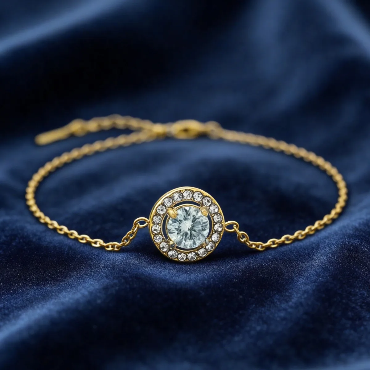1pc 0.5Carat Classic Round Cut Azury Moissanite Golden Bracelet with Fashionable Design, Exquisite and Luxurious. 2