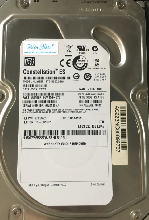 

Для сервера 1T SATA 3,5 03X3609 67Y2522 ST31000524NS