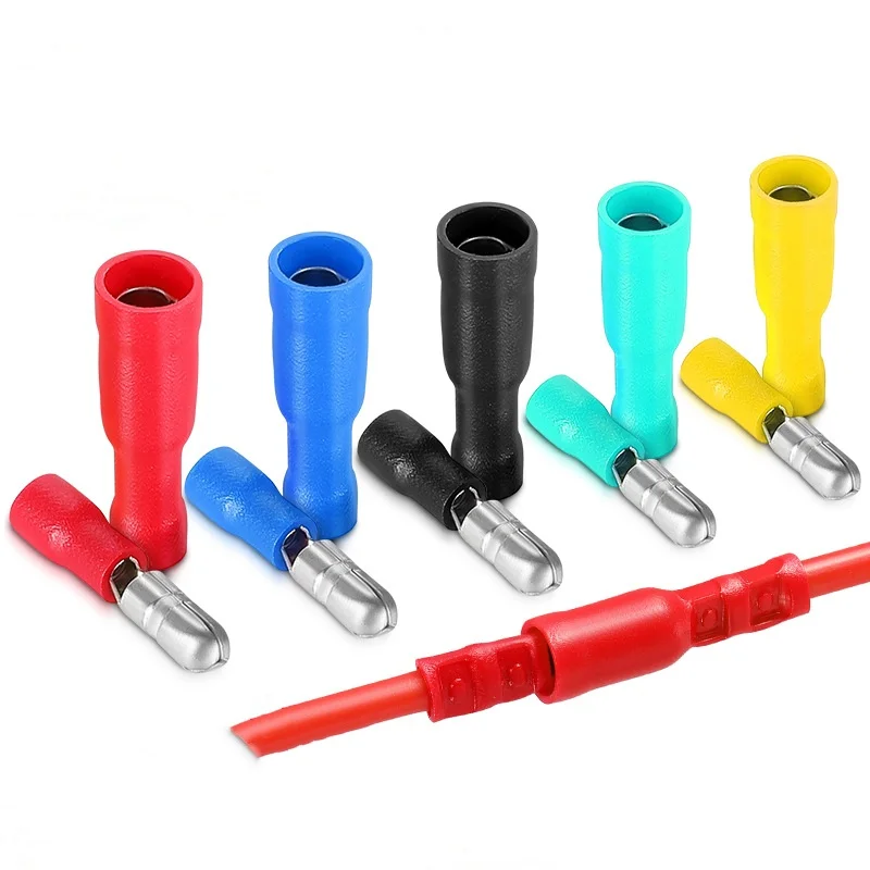 50pcs 25pcs Female+25pcs Male Insulated Electric Connector Crimp Bullet terminal for 22~16 AWG Audio Wiring FRD MPD1-156