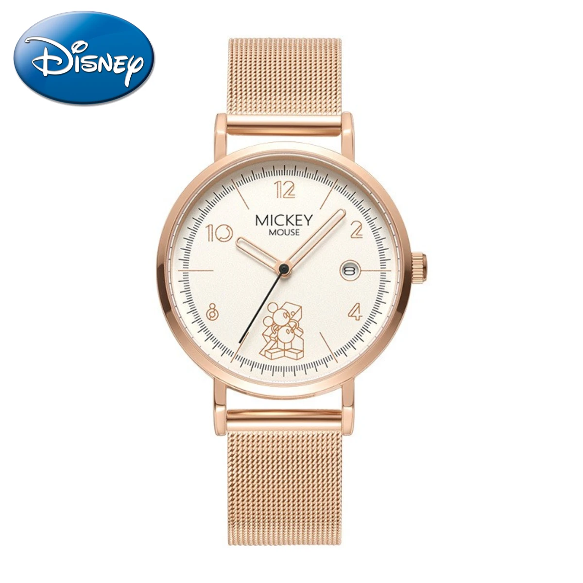 Disney Gift With Box Mickey Minnie Series Light Simple Calendar Waterproof Student Watch Quartz Clock Relogio Masculino