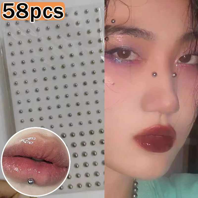 Sticker Fake Belly Eyebrow Lip Piercing Stud Non Piercied Earring Stud Set New Fake Nose Ring Piercing Jewelry Dermal Anchor Top