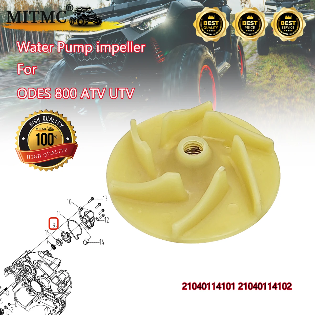 

Water Pump impeller For ODES 800 ATV UTV QUAD GO KART Water Pump Repair 21040114101
