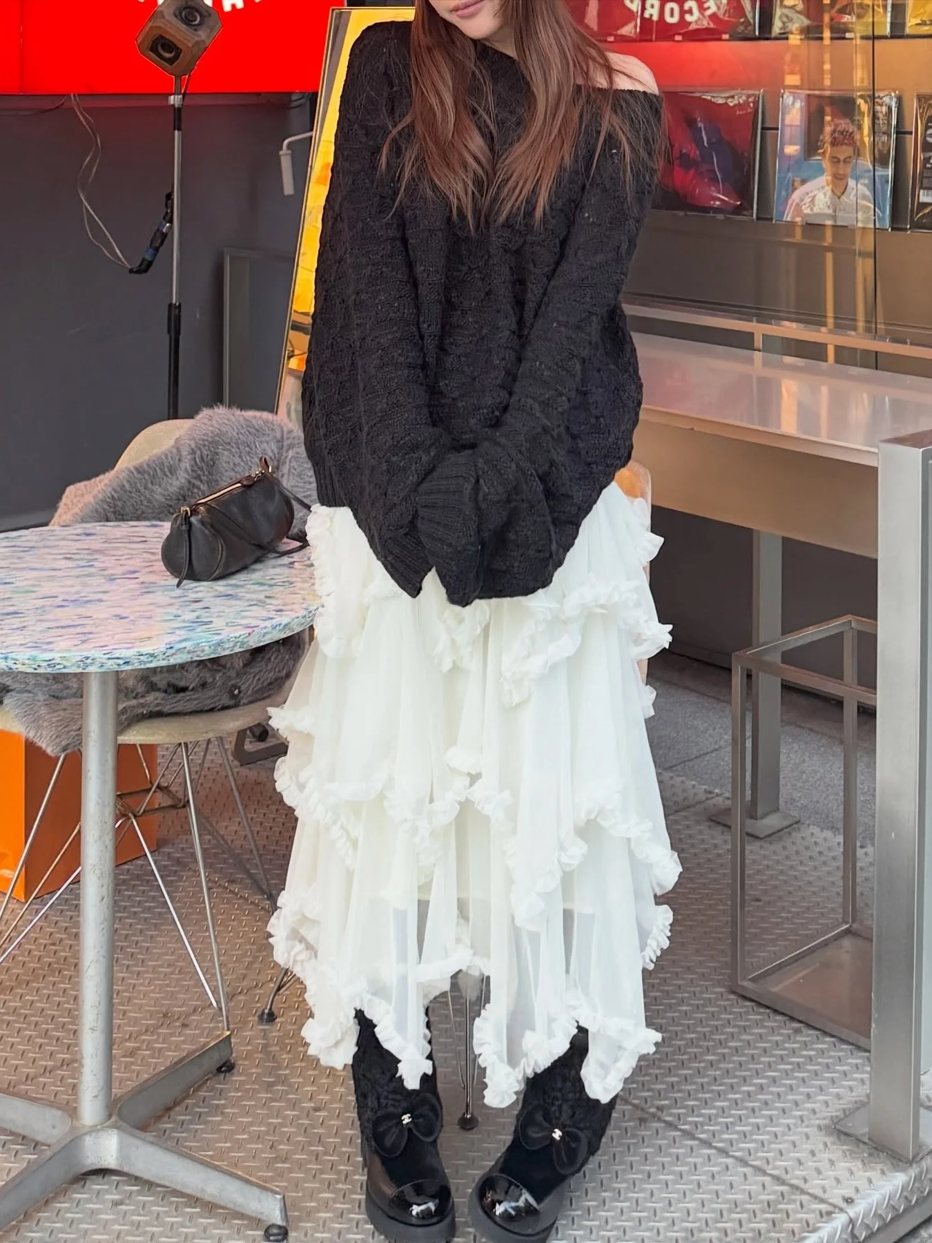 

Новая женская юбка с высокой талией, асимметричным кружевным декором и эффектом омоложения, свободного прямого кроя, универсальная, для ранней весны