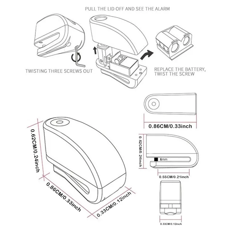Free Shipping Waterproof Motorcycle Alarm Lock Bike Lock Security Anti-theft Lock Motorbike Disc Brake Lock +Bag+Reminder Rope
