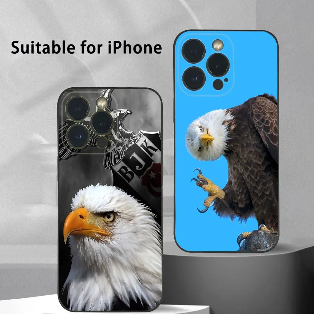 Eagle Phone Case For iPhone 16 15 14 13 12 11 Plus,Pro Max,XS,X,XR,SE,Mini,8,7 Soft Silicone Black Cover