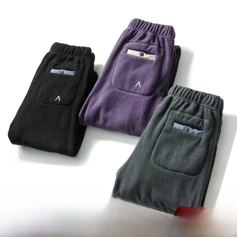 

Мужские утепленные флисовые брюки для активного отдыха, ветрозащитные, теплые, модные, с манжетами, серия Mountain, осень-зима 2025, новинка