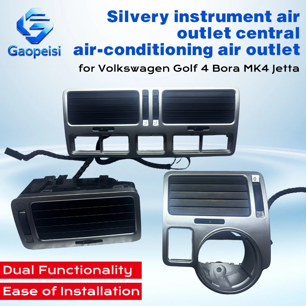 silvery instrument air outlet central air-conditioning air outlet with Heating switch  for Volkswagen Golf 4 Bora MK4 Jetta