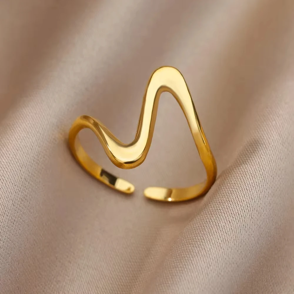 316L roestvrijstalen ringen voor vrouwen goudkleurige meerlaagse geometrische open ring vintage waterdichte bruiloft esthetische sieraden cadeau