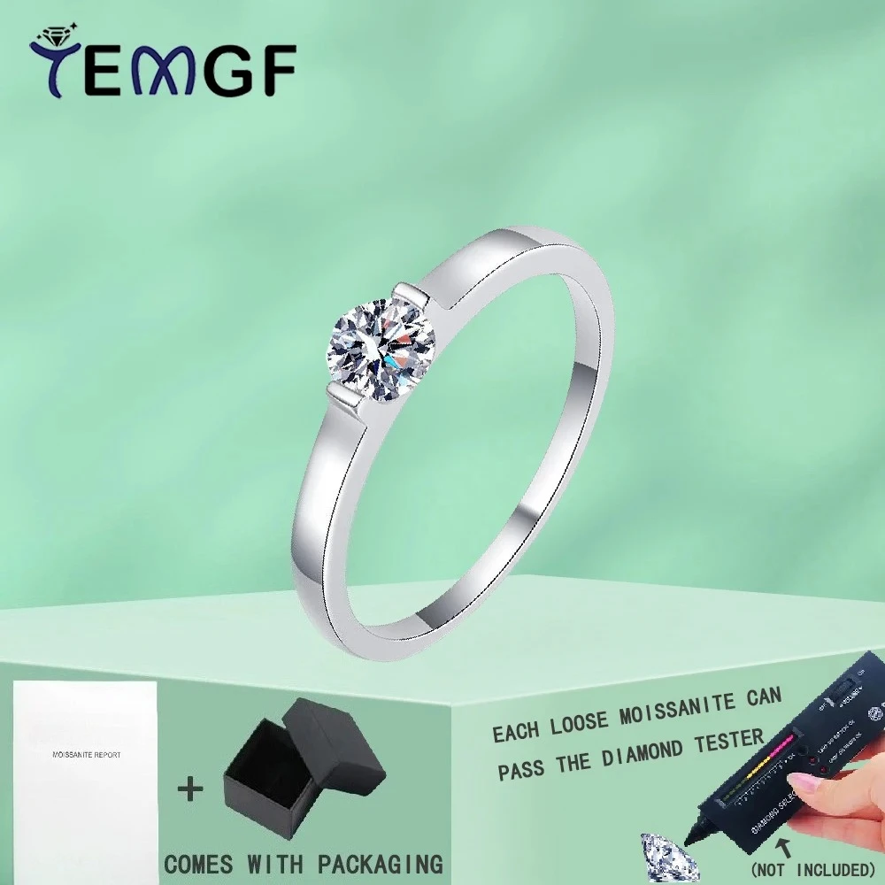 

Кольцо TEMGF с муассанитом 5 мм, сертификация GRA, 100% стерлинговое серебро S925 для женщин и мужчин, ювелирные изделия, пара, предложение даты, подарки для любви