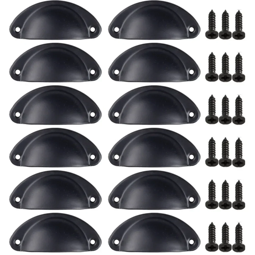 Half Moon Cup Pull Handles for Cabinets and Drawers 12 Pieces with Screws for Kitchen and Home Furniture Replacement