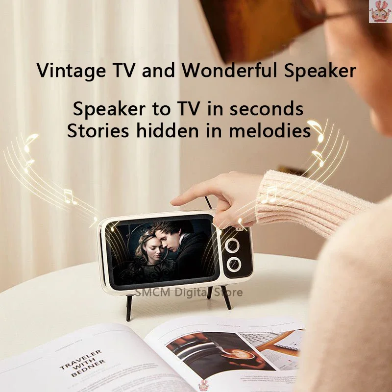 Intelligent Retro TV Mini Wireless Bluetooth Speaker Portable Family Party Home Theater HiFi Sound Quality Exquisite Gift Bag