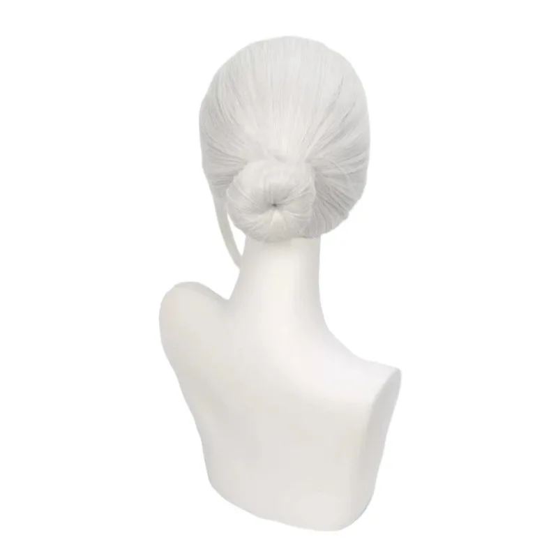 Sakamoto Tarō's dagelijkse cosplay pruik zilver-wit grote achterkam kapsel vastgebonden knotstijl anime pruik