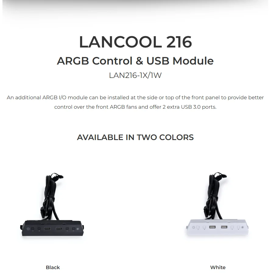 

LIANLI LANCOOL 216 Chassis accessory ，ARGB Control & USB Module，Used for front fan lighting，dditional 2 USB 3.0 ports.