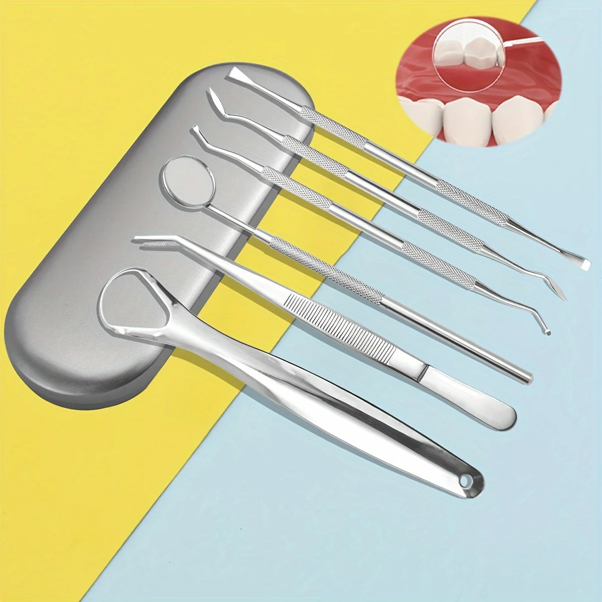 

6-piece set Stainless Steel Dental Tools Mouth Mirror Probe Tartar Protector Tartar Tools Dentist Tool Set Decalcification