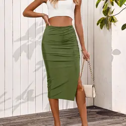 Spring/Summer New Green Half Skirt Slim Fit Wrap Hips Irregular Sexy Spicy Girl High Waist Skirt Women Look Slim