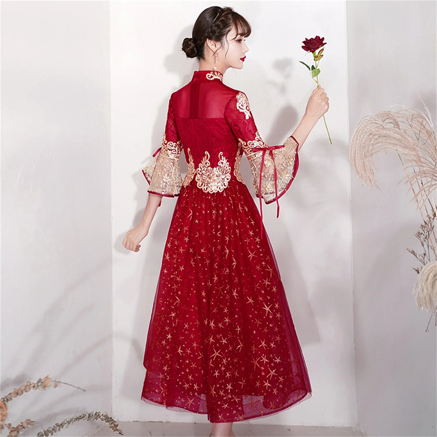 Vestidos de casamento nupcial estilo chinês para mulheres, baratos e bonitos, vestido nupcial, 2023, 2023