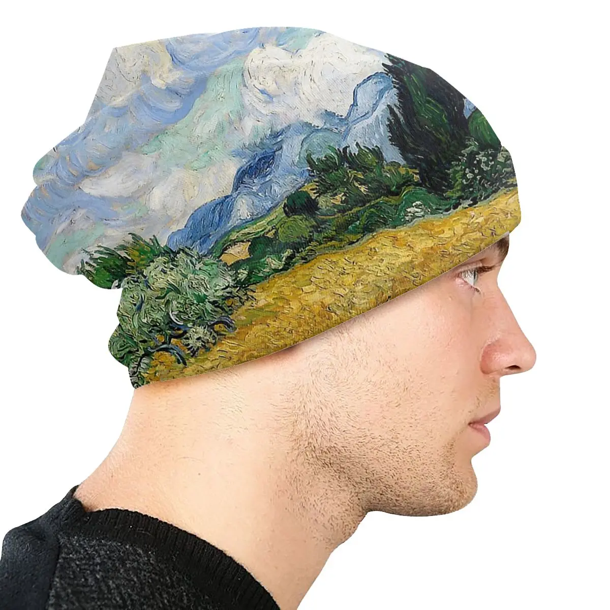 Field With Cypresses Vincent Van Gogh Post-Impressionist Painter Washed Thin Bonnet Cycling Casual Beanies Protection Men Hats