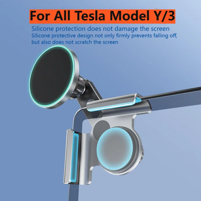 

Car Phone Mount Holder 15W Magnetic Magsafe Wireless Charger for Tesla New Model Y Launch 2025-2020 Model 3 Highland 2024-2017
