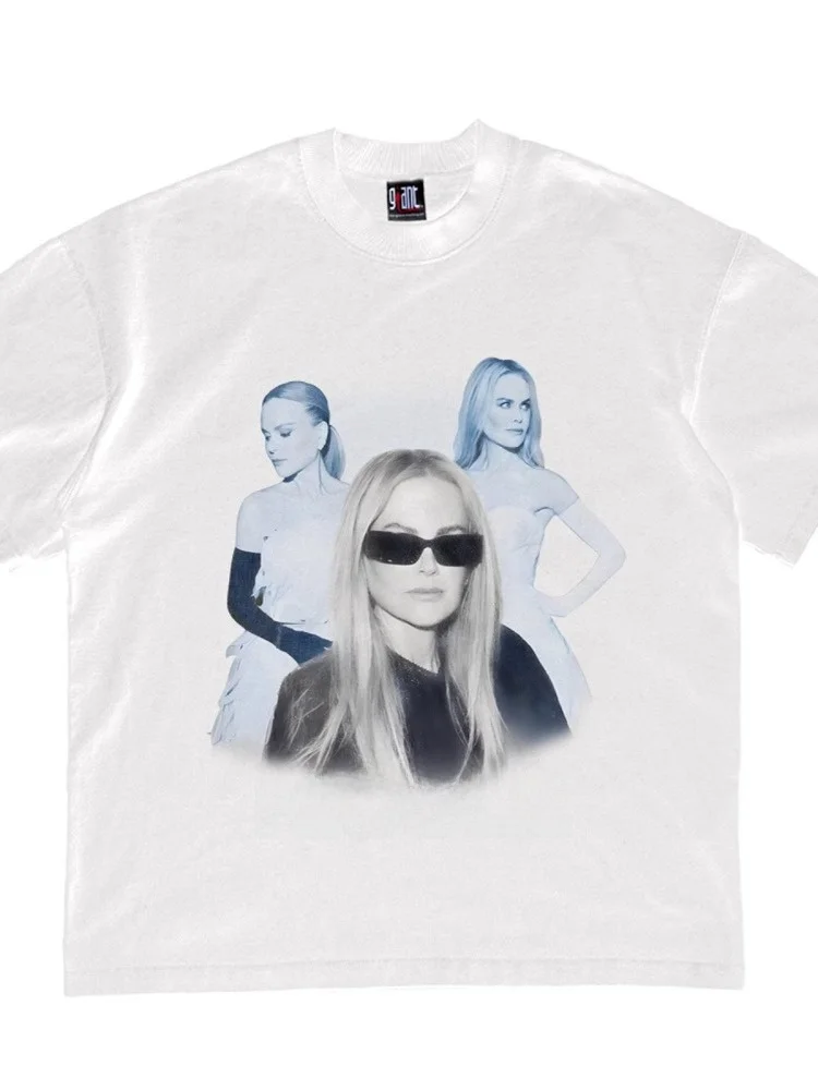 Duży Rozmiar 300 Pou 2025 Nowy Paryż Portret ort Sve T-shirt Czysta Bawełna Modny Waed f Sve Damski Top