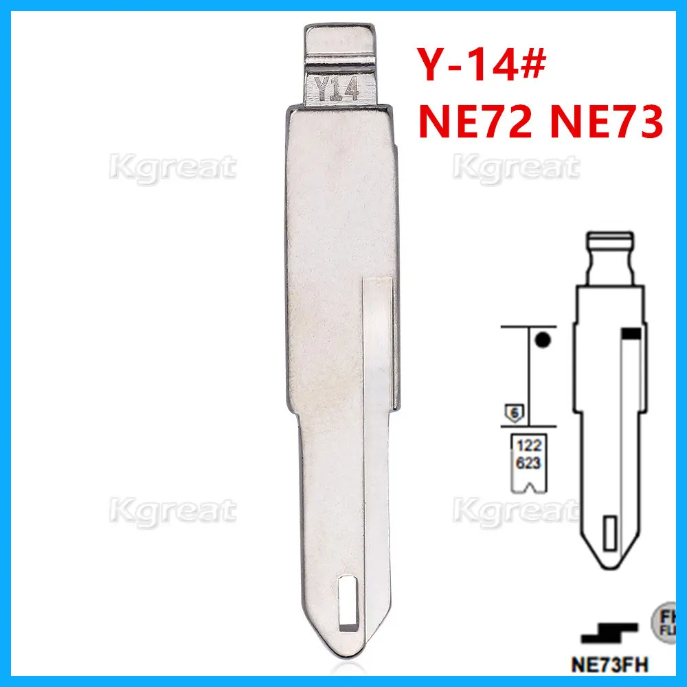 

10pcs Y-14# NE36 NE72 NE73 Metal Uncut Blank Flip Remote Key Blade for Renault Peugeot Citroen for keydiy KD xhorse VVDI JMD