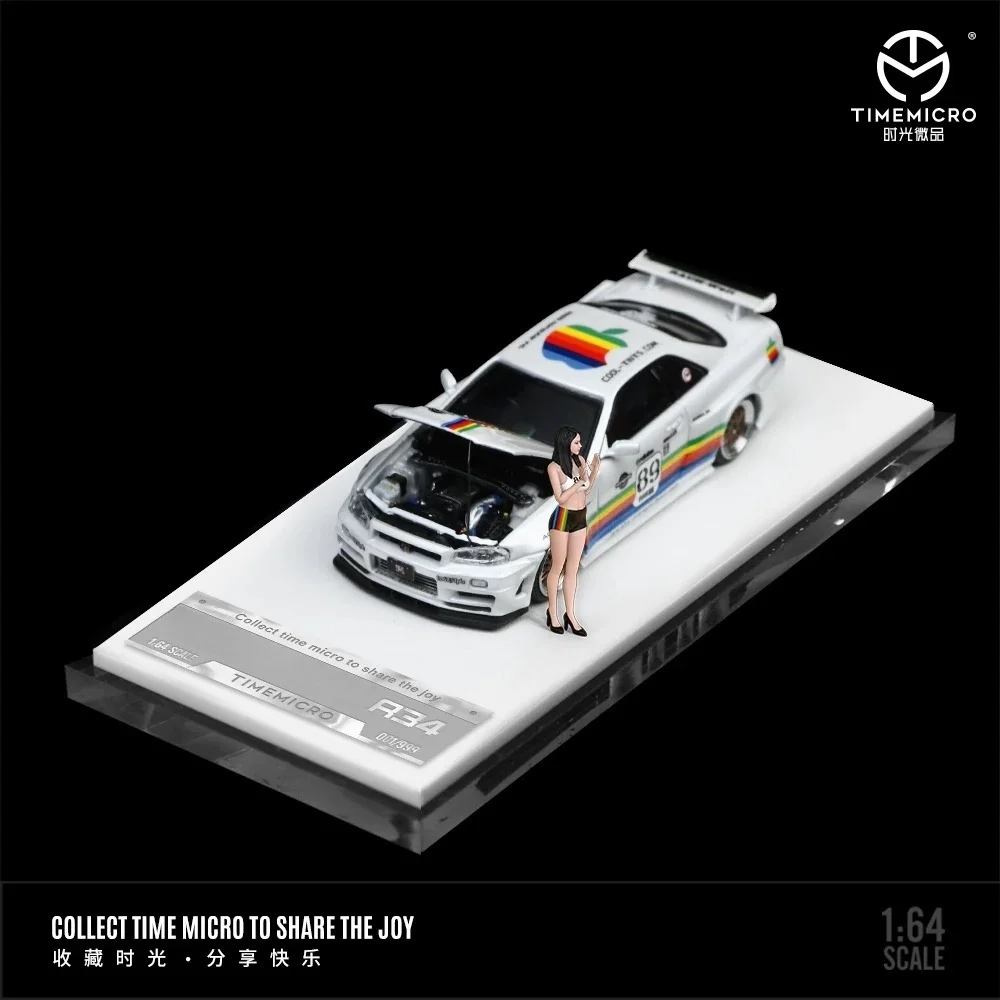 timemicroスカイライン GT-R R34 ミニカー 1/64 TimeMicro 1/64 Skyline R34 Chameleon/Falken/Pink alloy model