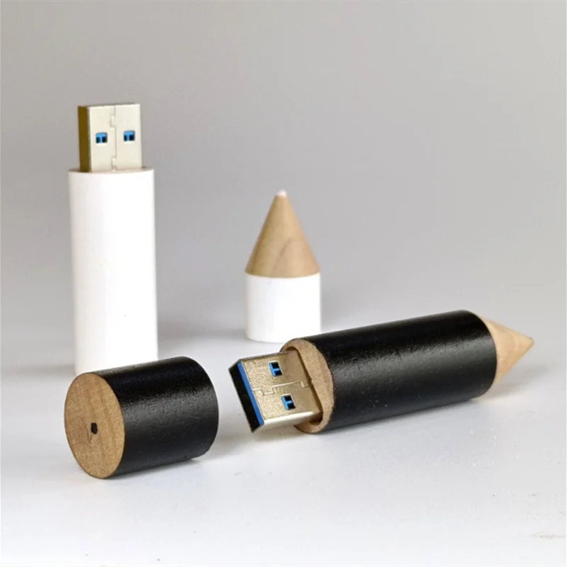 ฟรีที่กําหนดเองเลเซอร์แกะสลักโลโก้ดินสอสี USB2.0 แฟลชไดรฟ์ 4GB 8GB 16GB 32GB 64GB 128GB