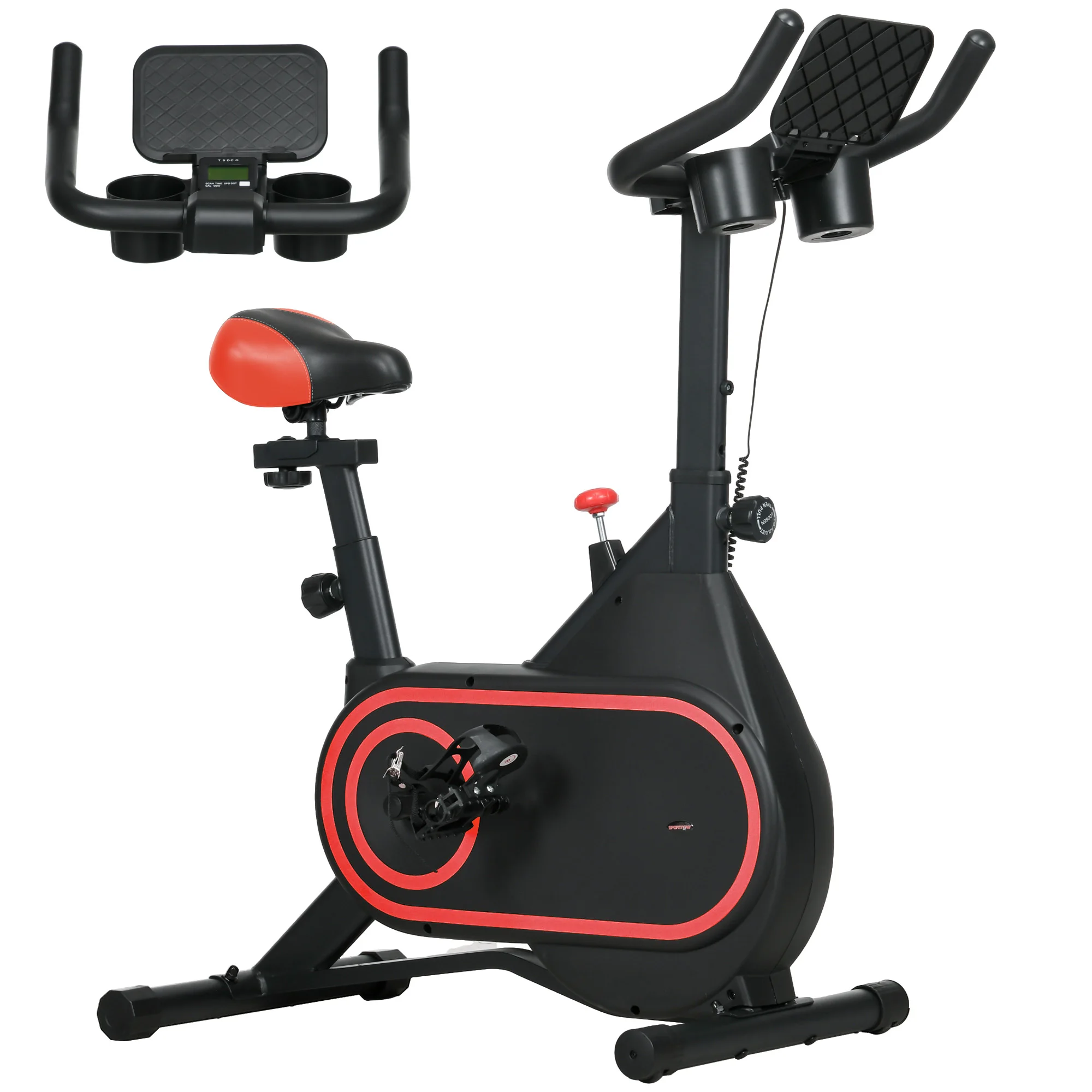Sportnow Stationaire Fiets Met Wiel Inertie 4 Kg Verstelbare Weerstand Rood
