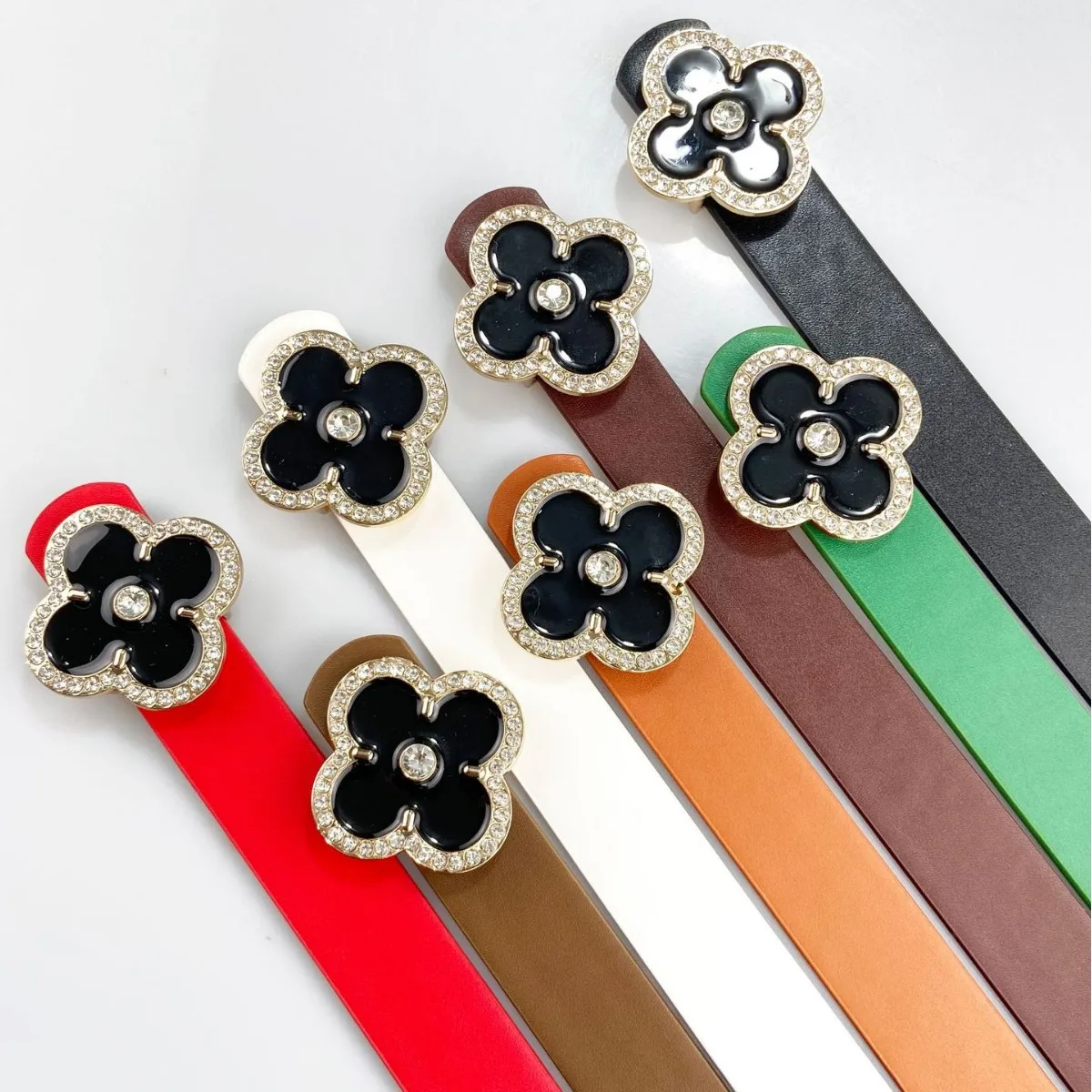 Women's belt with floral embellishments and rhinestones, multi-color decorative belt for suits and dresses