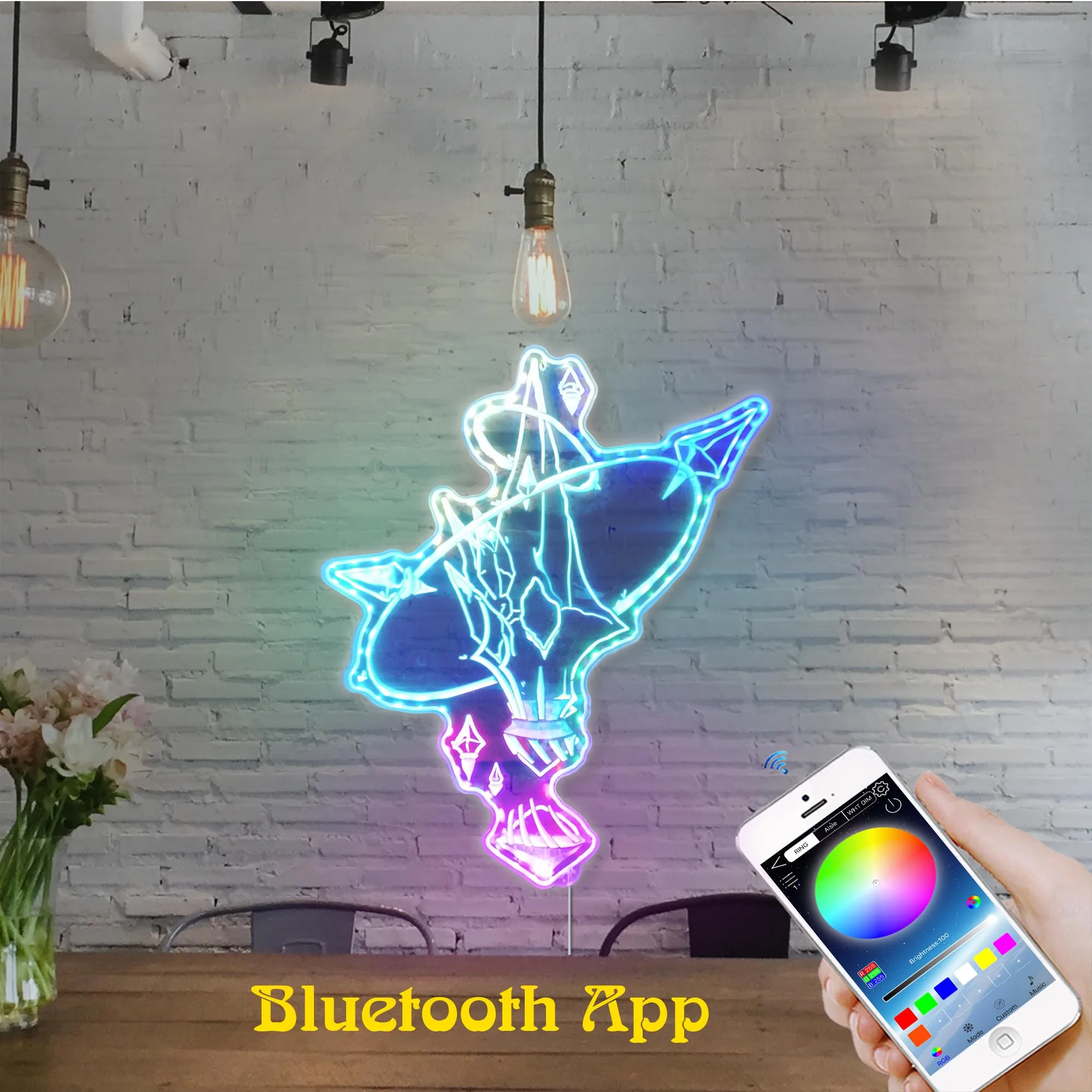 FF 7 Aetheryte Crystal RGB Edge Lit LED Sign, Game Room Decor, Gaming Night Light