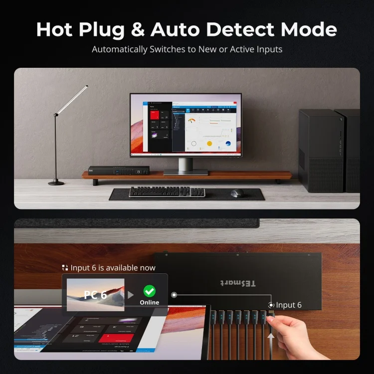 TESmart 16 Port KVM Switch Support 4K60HZ USB 3.0 Hot Plug Hot Key RS232 LAN Port Control EDID 16x1 HDMI Video Switcher