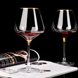 European 660ml Luxury Gold Burgundy Glass Vintage Wine Glasses Wineglass Glasses for Champagne Goblet Glass Cup Set Cups Crystal