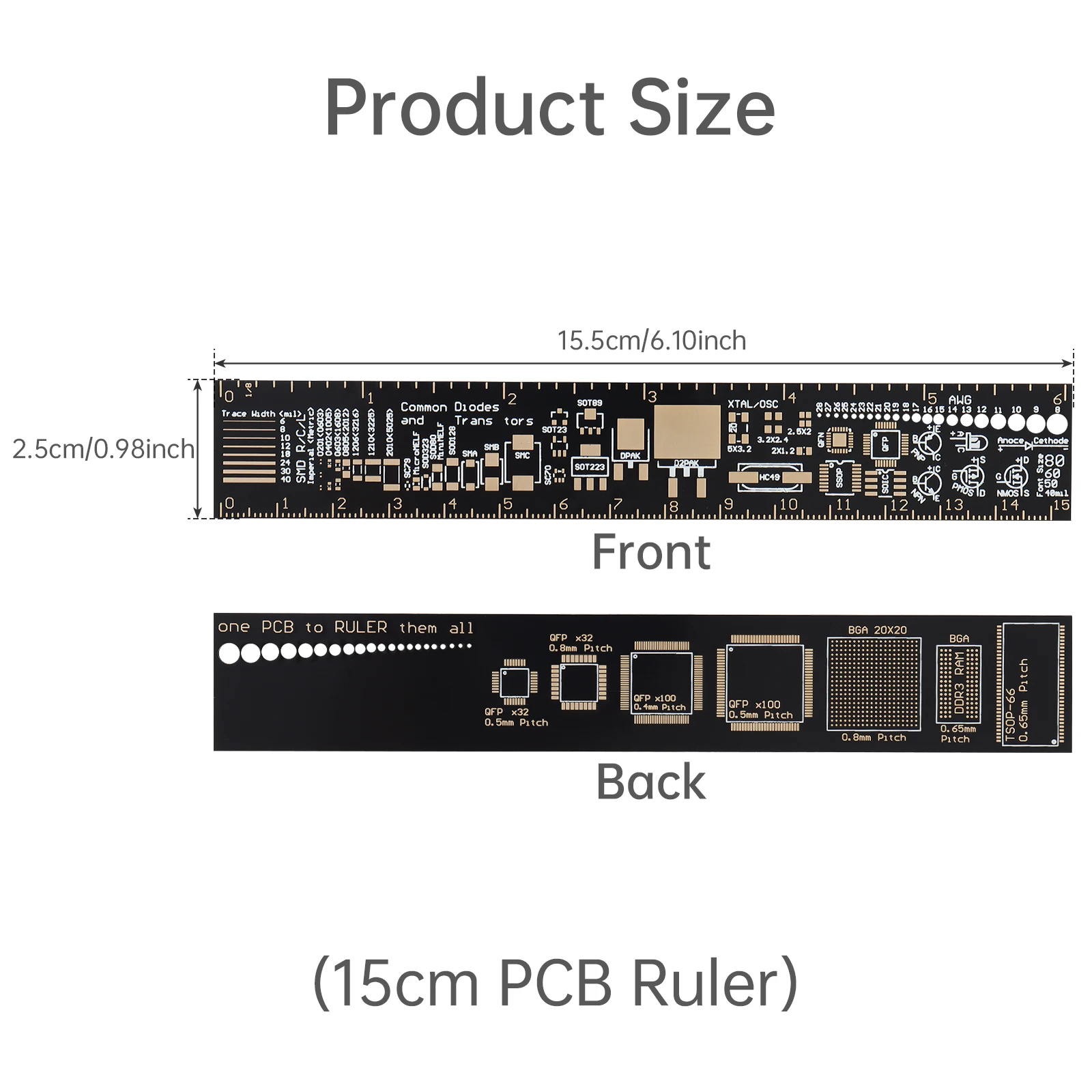 15cm / 20cm / 25cm / 30cm Circuit Board PCB Straight Ruler for Electronic Technicians Multi-functional Engineering Ruler