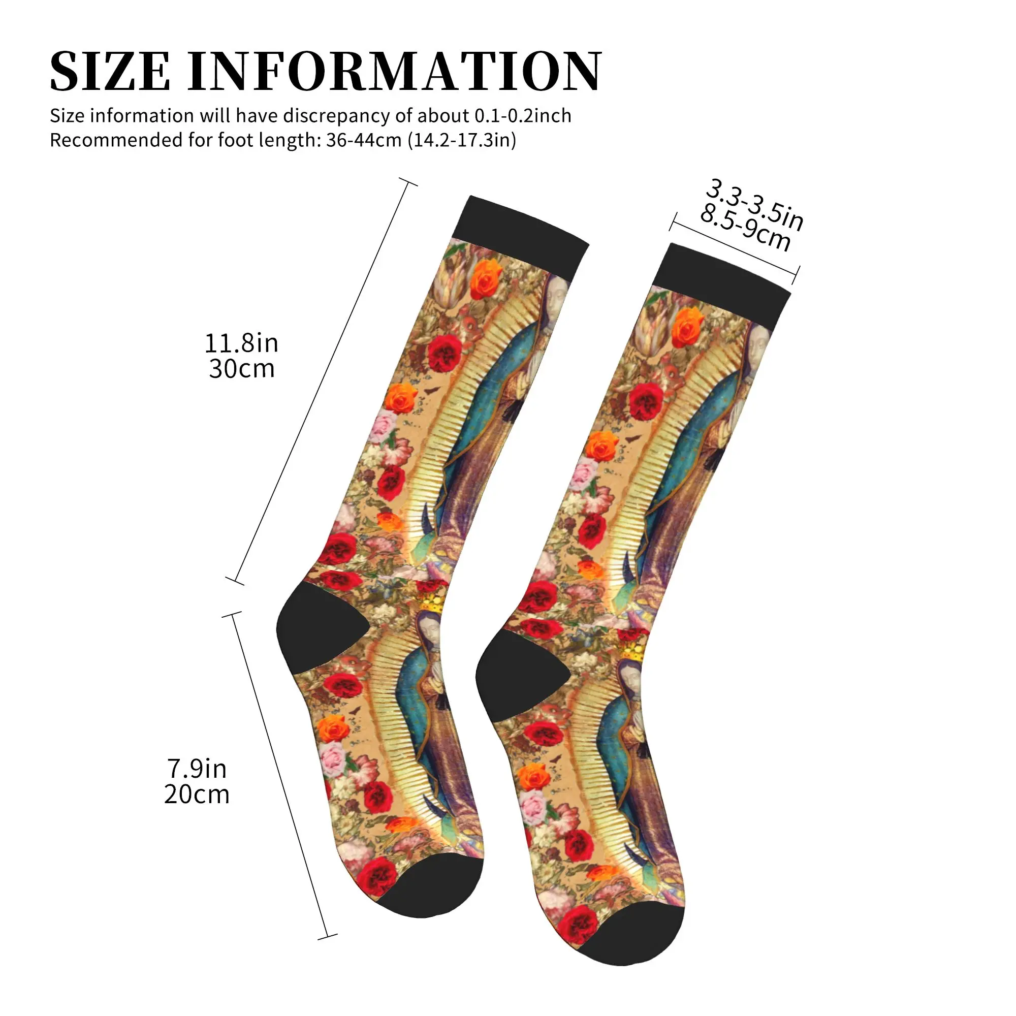 Printed Our Lady of Guadalupe Virgin Mary Socks Stretch Summer Autumn Winter Catholic Mexico Poster Sports Compression Socks view 4