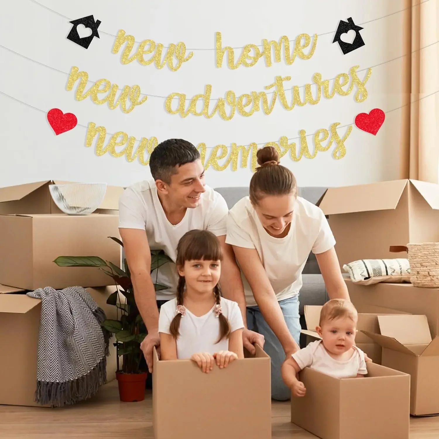 New Home New Adventures New Memories Banner Housewarming Party Decorfor Women or Men Supplies Indoor Outdoor