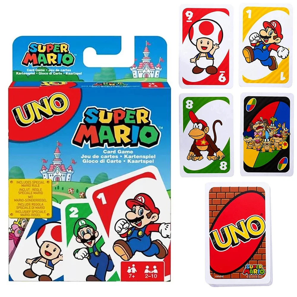 Super Mario Bros gra kartka z Anime UNO, gra planszowa z kreskówek, rozrywka dla całej rodziny, Poker, zabawka dla dzieci, prezenty