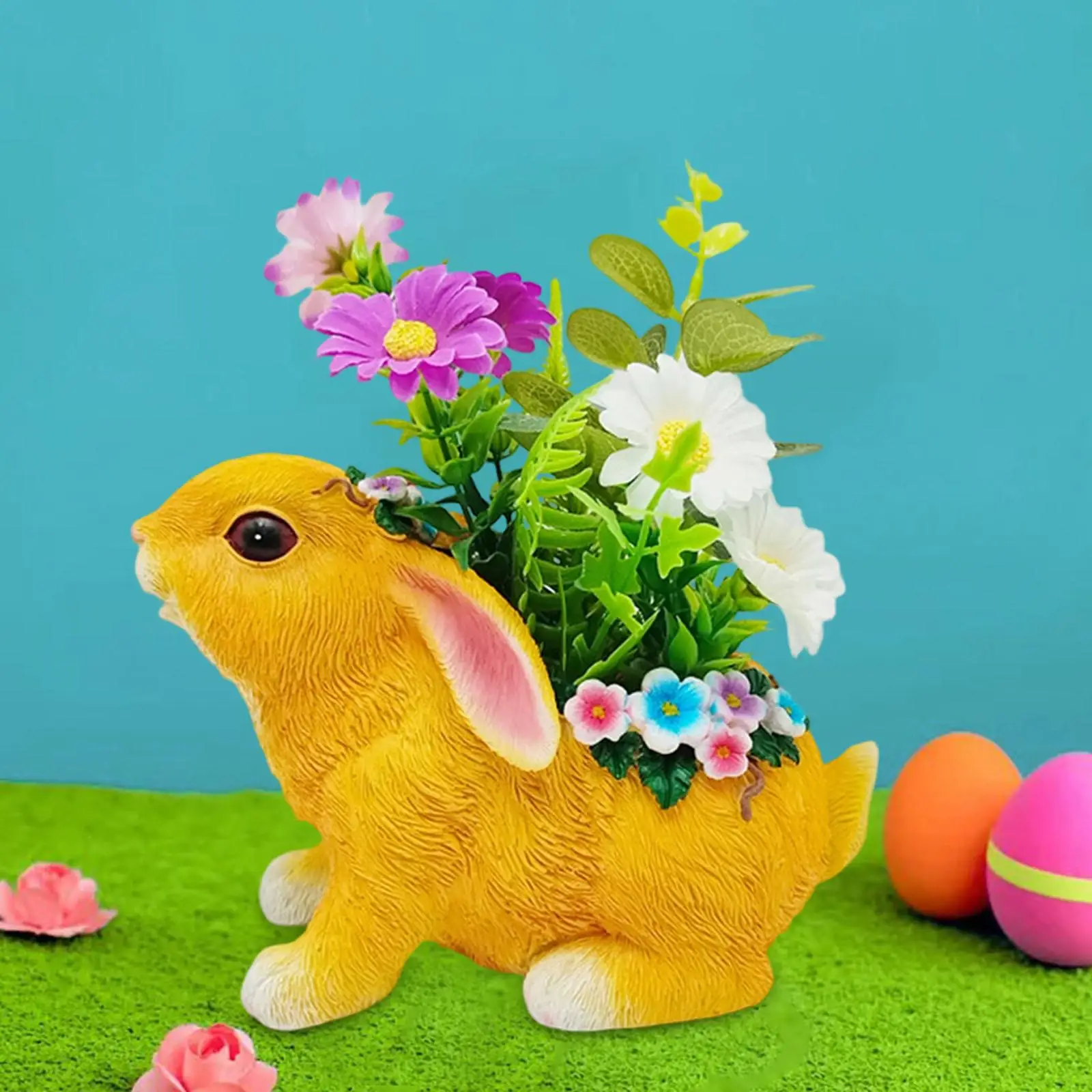 

Пасхальная фигурка кролика в виде цветочного горшка, статуэтка кролика, декоративное изделие из смолы, милый пасхальный декор для сада, офиса, полки, спальни, стола