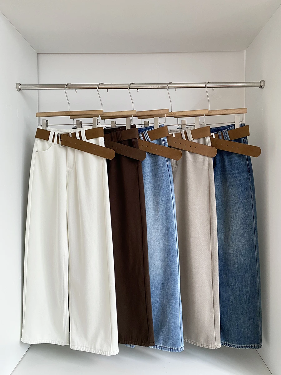 

High Waist Wide Leg Denim Jeans Women's Retro Commuter Style Washed Color Versatile Autumn Winter New Arrival Korean Fashion