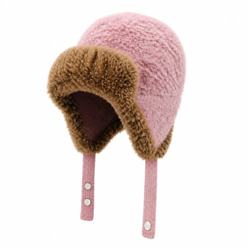 Unisex Polyester Fleece Lined Trapper Hat Adjustable Thick Warm Windproof Ushanka Hat Ear Flap Hat For Women