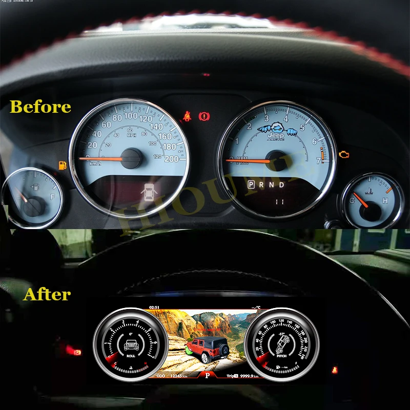 

Full LCD Speedometer Display Panel LINUX Instrument Cluster Upgrading Car Accessories for Wrangler 3 JK 2011-2017