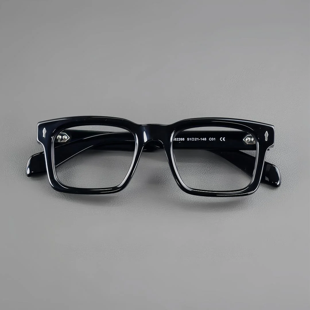 BETSION High-Quality Trendy Thick Square Acetate Full Rim Eyewear Frame for Men Women Compatible with Prescription Lenses