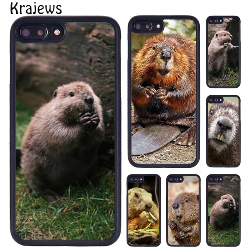 Krajews Animal Beaver Phone Case For iPhone 16 15 14 X XR XS 11 12 mini 13 Pro MAX Plus cover shell coque