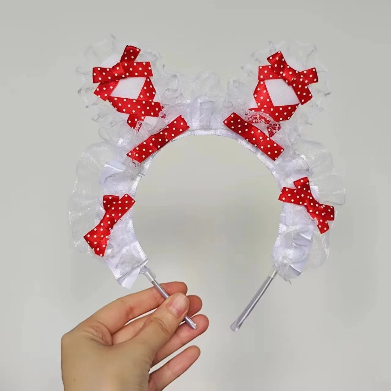 Bandeau à nœud à pois pour femmes, accessoires de cheveux, joli bandeau noué avec oreilles de lapin, bandeau Lolita