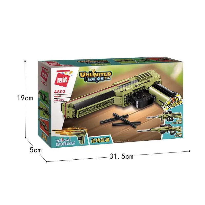 202 Stuks 3 In 1 Blok Speelgoed Pistool Transformeerbare Baksteen Pistool Zachte Kogels Afneembare Launcher Outdoor Cs Game Prop collectie Geschenken