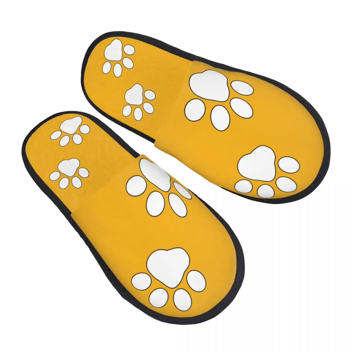 Custom Print Women Dog Paw Pattern House Slippers Soft Warm Pet Lover Memory Foam Fluffy Slipper Indoor Outdoor Shoes