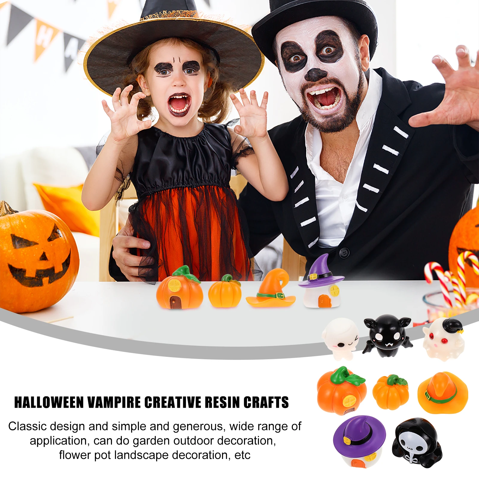 

8 Pcs Ghost Vampire Figurines Resin Material Lifelike Design Home Decor Halloween naments Indoor Outdoor Garden Statue