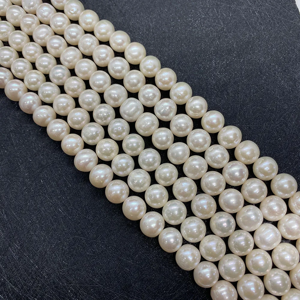 Grade AA Freshwater Natural Pearl Beads White Round Bead for DIY Jewelry Making Bracelet Necklace Accessories Punch Loose