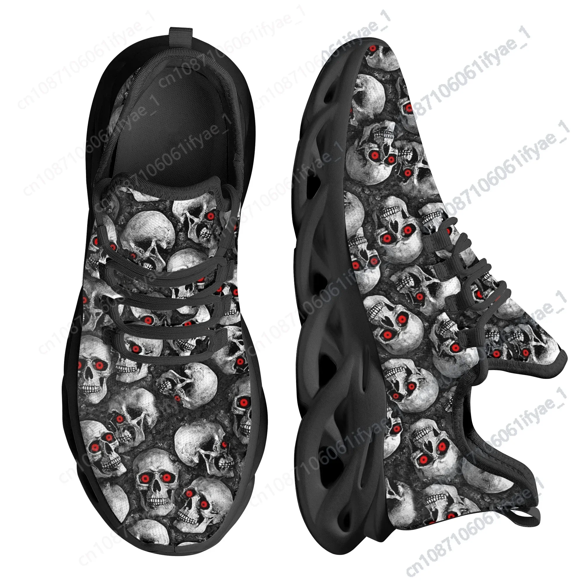 

Cool Skull Pattern Ladies Flat Shoes Comfortable Lace up Casual Sneakers for Women Light Platform Sneakers Zapatos