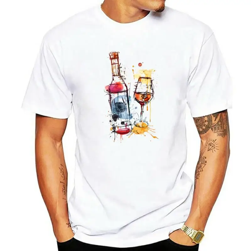 Oktoberfest T-shirt Art Design Men T Shirt Red Wine Bottle Printed Clothing Graffiti White Tops Adult Cotton Tees Personalized