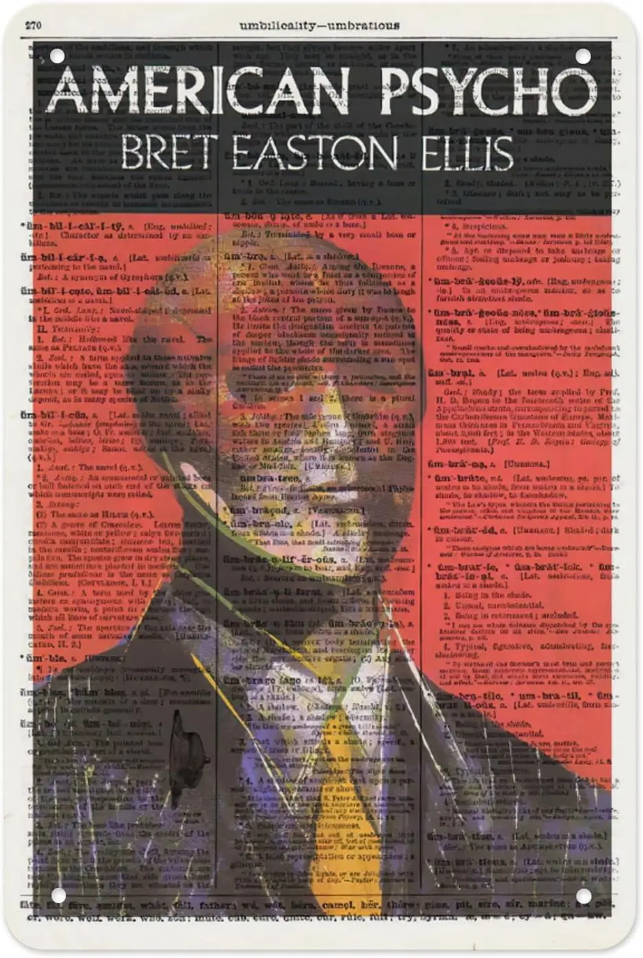 Metal Tin Sign  - By Brett Ellis -Vintage Books Posters, For Classroom, Office, Living Room, Bedroom Wall Art Decoration30*20cm