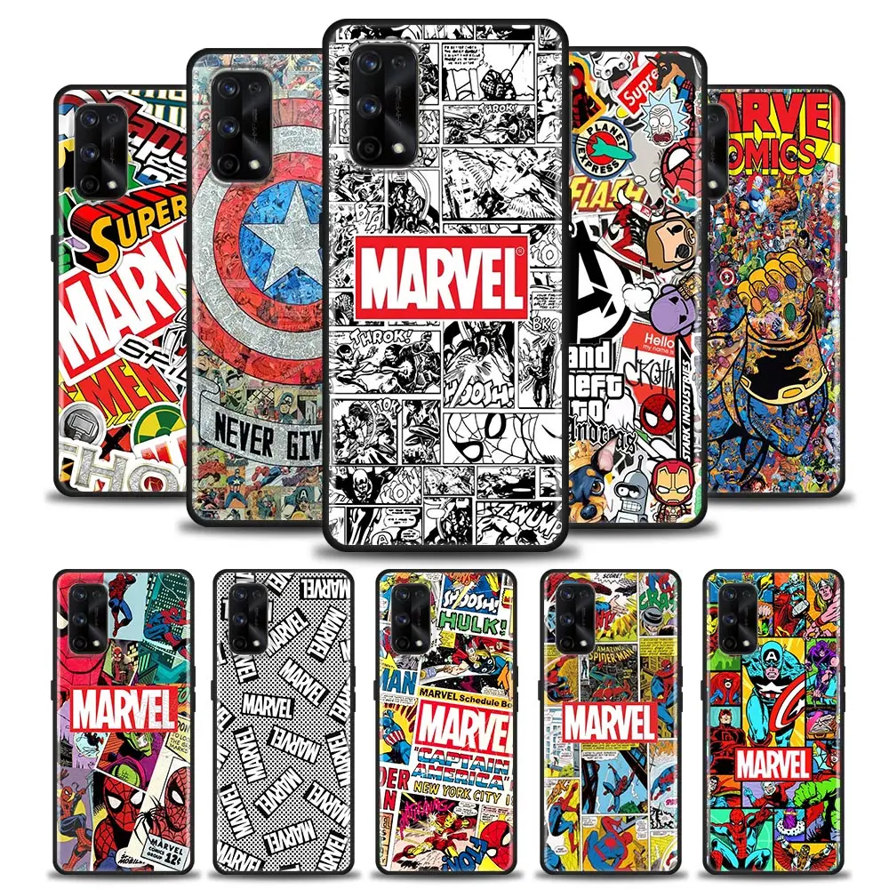 Marvel Comic Avengers Logo For Cover OPPO Realme GT Master Neo 2 3 GT2 Pro GT 5G Case Realme C35 C21Y C25 C33 C11 C12 Soft Funda